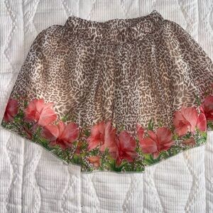 Kids Floral Border Animal Print Elastic Waist Skirt